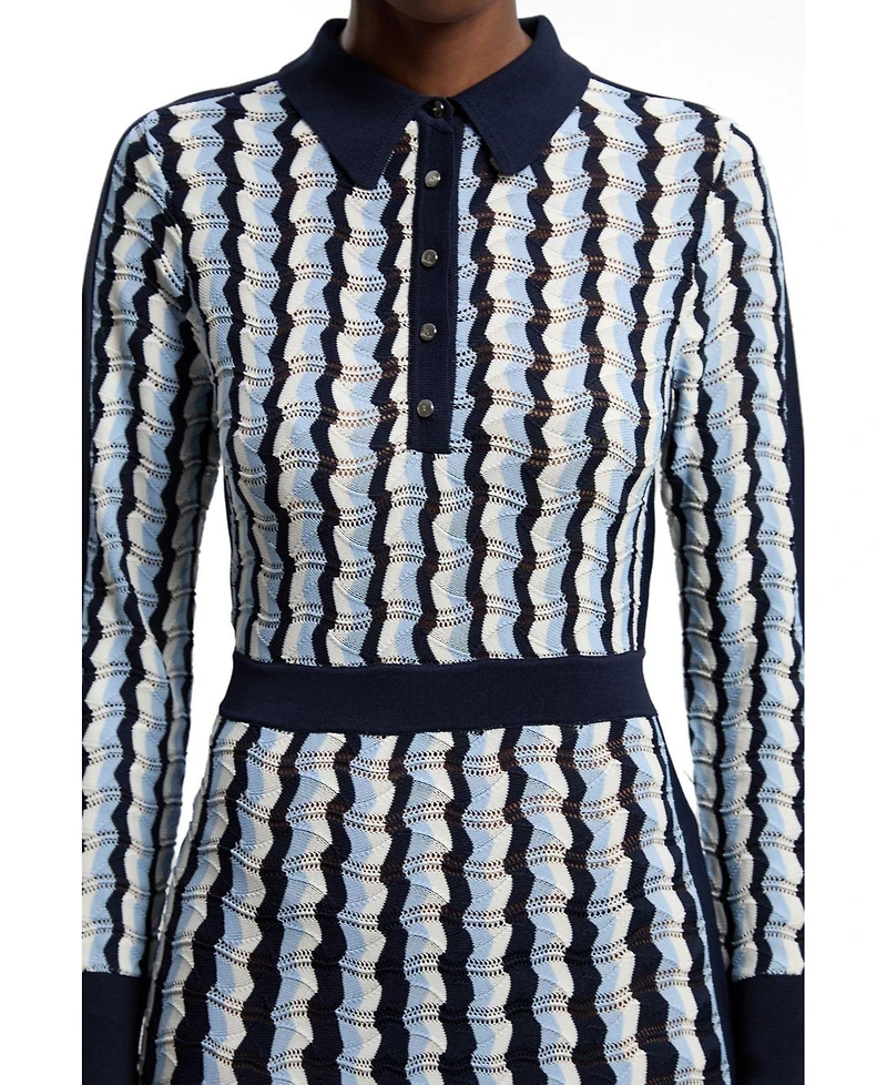 Karen Millen Women's Pointelle Collared Midi Dress