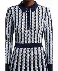 Karen Millen Women's Pointelle Collared Midi Dress