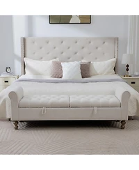 Streamdale Furniture 65.75'' Modern Upholstered Storage Bench with Double Lids