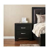 HomeRoots 22" Solid and Manufactured Wood Two Drawer Nightstand