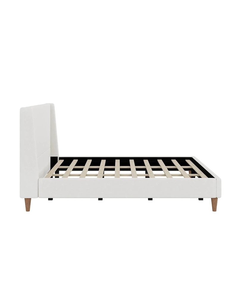 Streamdale Furniture Modern White Boucle Wingback Platform Bed with Legs King Size