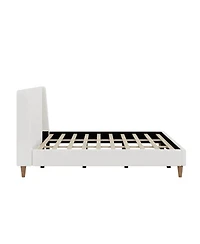 Streamdale Furniture Modern White Boucle Wingback Platform Bed with Legs King Size