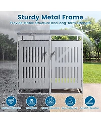 Gouun Outdoor Trash Can Storage Shed for 2 Bins with Gas Struts and Slant Roof