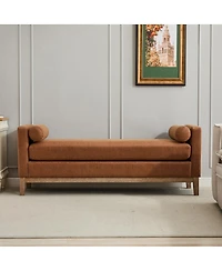 Streamdale Furniture 66.34'' Upholstered End of Bed Bench with Wood Frame and 2 Bolsters