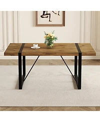 Streamdale Furniture Rustic Industrial Rectangular Wood Dining Table for 4-6 People