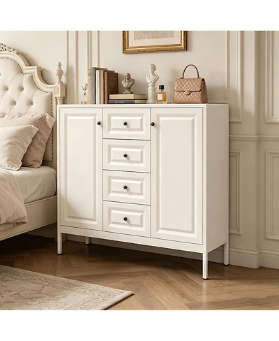 Streamdale Furniture 40.16'' Storage Sideboard Buffet Cabinet with 4 Drawers and 2 Doors