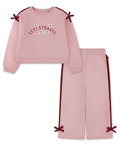 Levi's Toddler Girls' 2T-4T Sweatshirt and Pants, 2-Piece Set