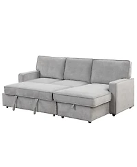 Streamdale Furniture Upholstery Sleeper Sectional Sofa with Storage Usb Port and 2 Cup Holders