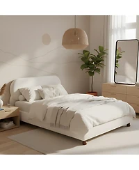 Streamdale Furniture Boucle Upholstered Bed with Rubber Wood Foot Queen