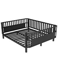 Streamdale Furniture Full Size Metal Platform Bed with Rails Black