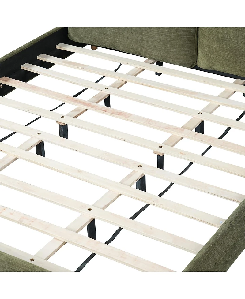 Streamdale Furniture Upholstered Bed Frame with Two Removable Pillow Headboard