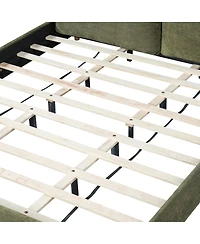 Streamdale Furniture Upholstered Bed Frame with Two Removable Pillow Headboard