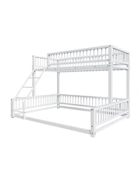 Streamdale Furniture Twin Xl over Queen Floor Bunk Bed with Ladder and Guardrails