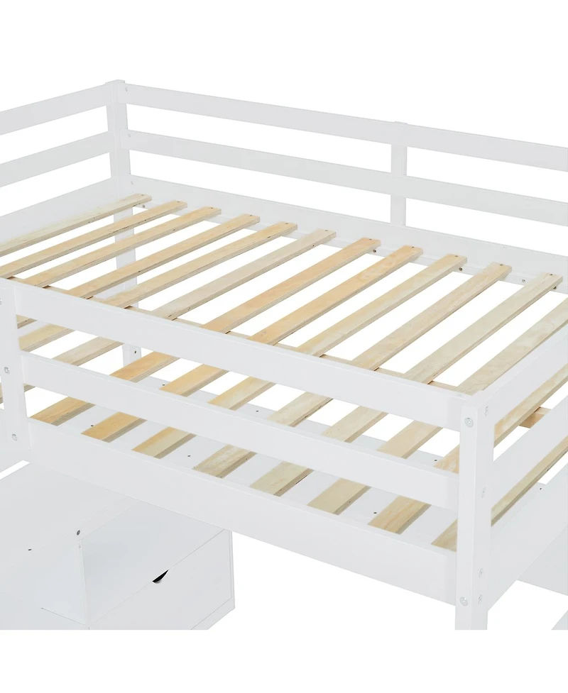 Streamdale Furniture Full Size Loft Bed with 7 Drawers 2 Shelves and Desk