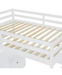 Streamdale Furniture Full Size Loft Bed with 7 Drawers 2 Shelves and Desk