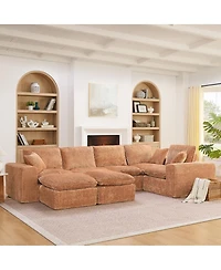 Streamdale Furniture 107'' Modern Boucle L-Shaped Sectional Sofa with Two Moveable Ottomans