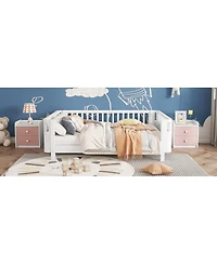 Streamdale Furniture Full Size Wood Platform Bed with Rails for Kids