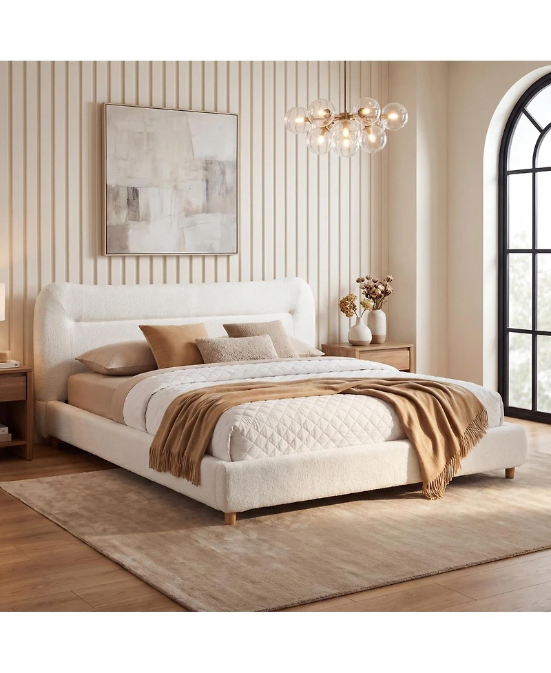 Streamdale Furniture Minimalist curved headboard teddy bear plush bed Queen