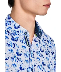 Society of Threads Men's Regular Fit 4-Way Stretch Performance Floral Long Sleeve Button Down