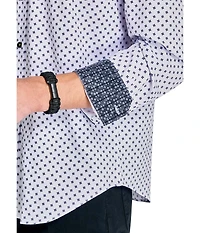 Society of Threads Men's Regular Fit 4-Way Stretch Performance Origami Dot Long Sleeve Button Down