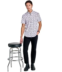 Society of Threads Men's Regular Fit 4-Way Stretch Performance Blurred Dot Short Sleeve Button Down