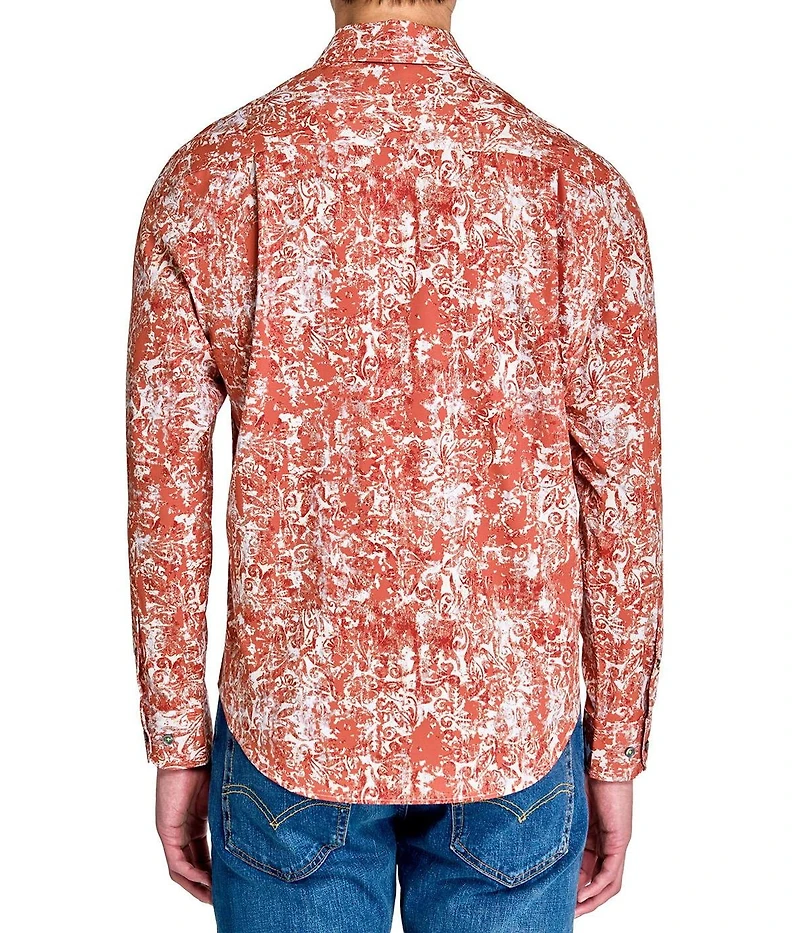Society of Threads Men's Regular Fit 4-Way Stretch Performance Antiquated Print Long Sleeve Button Down