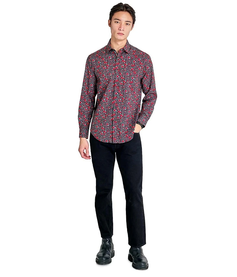 Society of Threads Men's Regular Fit 4-Way Stretch Performance Vibrant Floral Long Sleeve Button Down