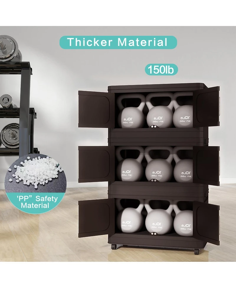 Streamdale Furniture 4-Tier Folding Storage Cabinet with Magnetic Doors and Wheels