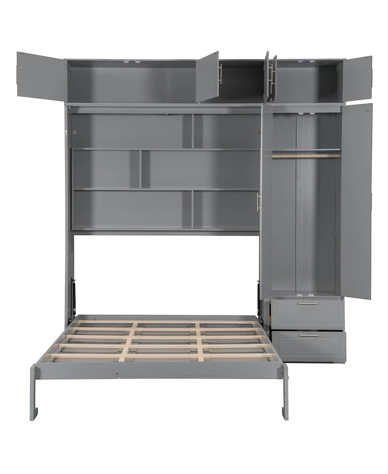 Streamdale Furniture Murphy Bed with Top Cabinet Shelves and Wardrobe