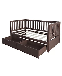 Streamdale Furniture 3-in-1 Solid Wood Convertible Toddler Bed with Storage Drawers Espresso
