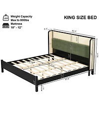 Streamdale Furniture King Size Modern Bed Frame Solid Wood 800lbs Capacity