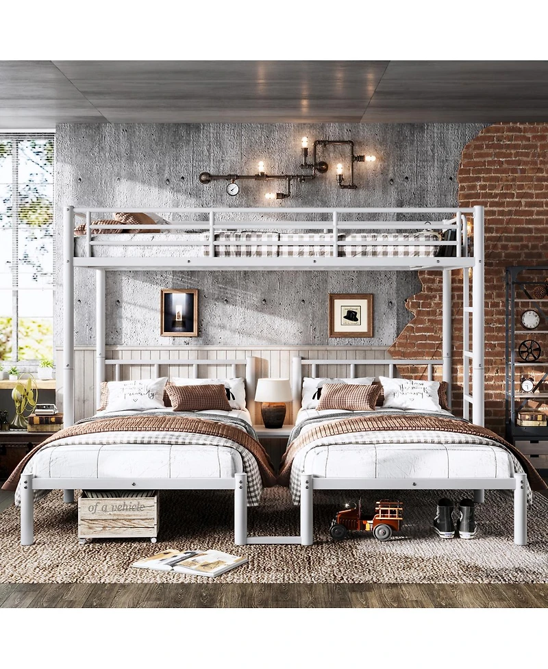 Streamdale Furniture Triple Twin Metal Bunk Bed for 3