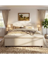 Streamdale Furniture King Size Upholstered Linen Bed Frame with Thick Headboard