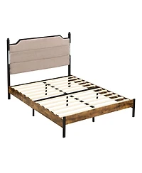 Streamdale Furniture Upholstered Bed Frame with Led Lights Charging Station and 2 Drawers