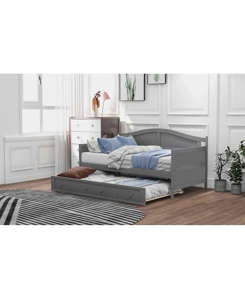 Streamdale Furniture Wooden Daybed with Trundle Bed Sofa Bed for Bedroom Living Room