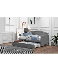 Streamdale Furniture Wooden Daybed with Trundle Bed Sofa Bed for Bedroom Living Room