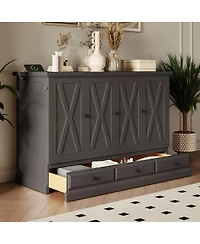 Streamdale Furniture Farmhouse Solid Pine Murphy Bed Chest with Charging Station and Storage