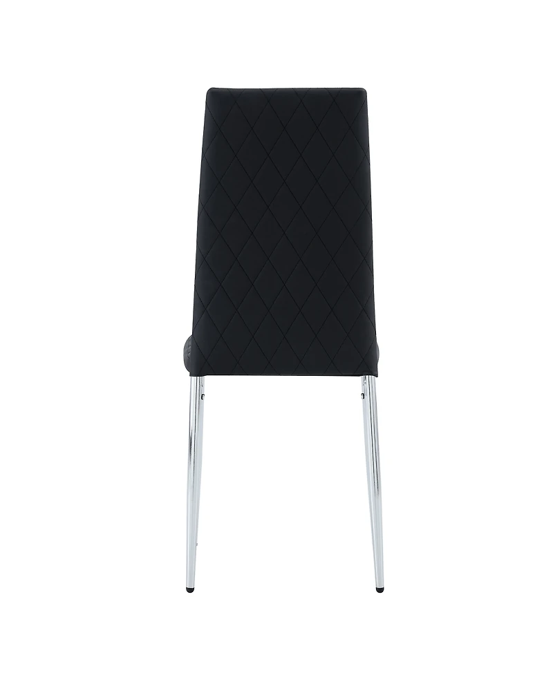 Streamdale Furniture Modern Style Dining Chairs Set of 4 Pu Leather with Silver Metal Legs