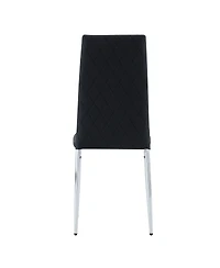 Streamdale Furniture Modern Style Dining Chairs Set of 4 Pu Leather with Silver Metal Legs