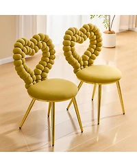 Streamdale Furniture Heart-Shaped Tufted Velvet Accent Chair with Gold Metal Frame