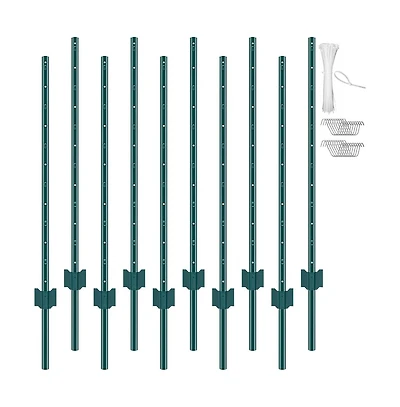 Sugift 4 feet U-Channel Fence Post 10 Pack Heavy Duty Steel Stakes