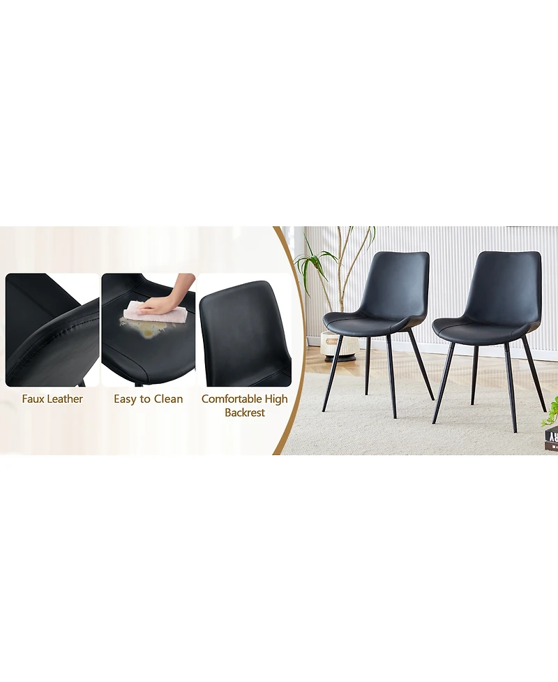 Streamdale Furniture 42 inch Modern Round Dining Table Set with 6 Pu Chairs