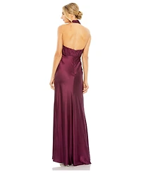 Mac Duggal Women's Halter Neck Pleated Satin Gown