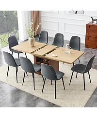 Streamdale Furniture 8-Piece Extendable Dining Set 59-71 inch Table with Linen Chairs