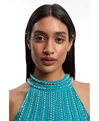 Karen Millen Women's Crystal Fringe Maxi Dress