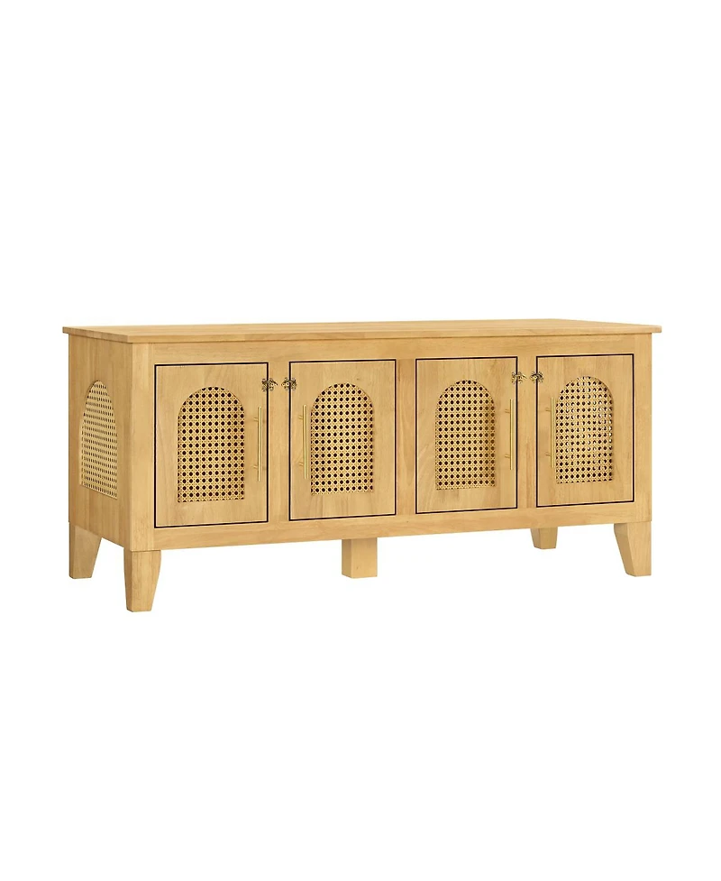 Streamdale Furniture Lars Rattan and Rubber Wood Dog Crate Cabinet with Storage