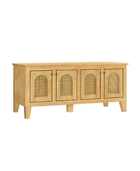 Streamdale Furniture Lars Rattan and Rubber Wood Dog Crate Cabinet with Storage