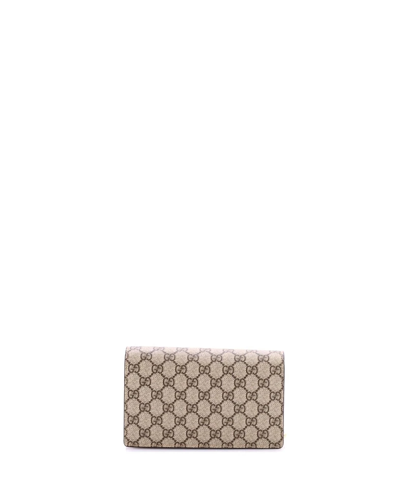 Pre-Owned Gucci Logo Heart Chain Wallet Gg Coated Canvas