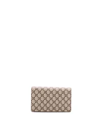 Pre-Owned Gucci Logo Heart Chain Wallet Gg Coated Canvas