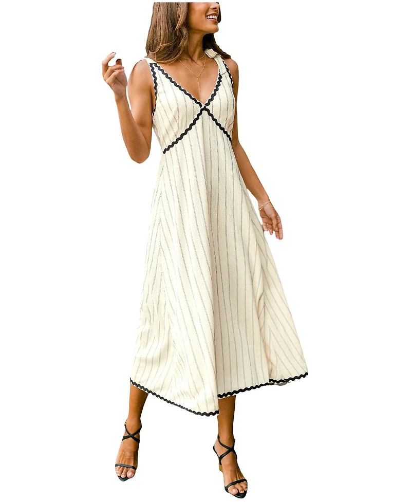 Cupshe Women's Paradise Valley Striped Midi Beach Dress